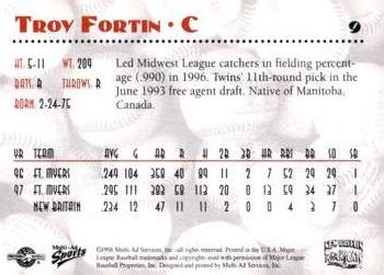 1998 Multi-Ad New Britain Rock Cats #9 Troy Fortin Back