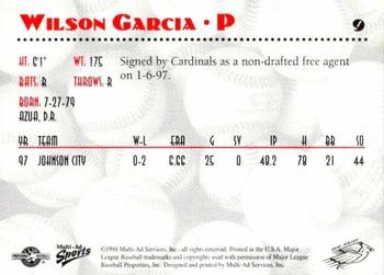 1998 Multi-Ad New Jersey Cardinals #9 Wilson Garcia Back