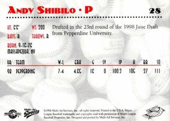 1998 Multi-Ad New Jersey Cardinals #28 Andy Shibilo Back