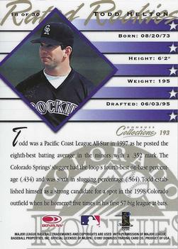 1998 Donruss - Rated Rookies Medalists #18 Todd Helton Back