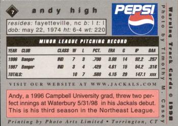 1998 Warning Track New Jersey Jackals #7 Andy High Back