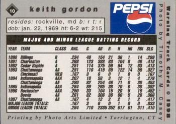 1998 Warning Track New Jersey Jackals #10 Keith Gordon Back