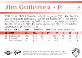 1998 Multi-Ad New Orleans Zephyrs #6 Jim Gutierrez Back