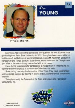 1998 Blueline Q-Cards Norfolk Tides #36 Ken Young Back