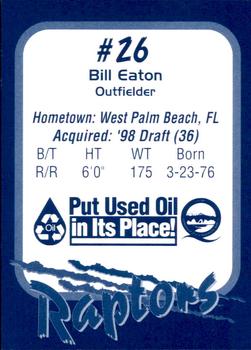 1998 Ogden Raptors #NNO Bill Eaton Back
