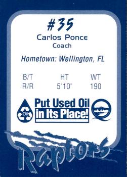 1998 Ogden Raptors #NNO Carlos Ponce Back
