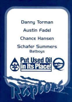 1998 Ogden Raptors #NNO Danny Torman / Austin Fadel / Chance Hansen / Schafer Summers Back