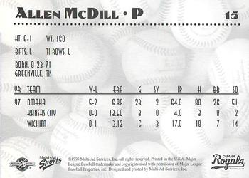 1998 Multi-Ad Omaha Royals #15 Allen McDill Back