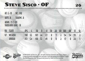 1998 Multi-Ad Omaha Royals #20 Steve Sisco Back