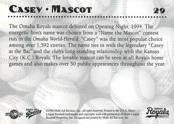 1998 Multi-Ad Omaha Royals #29 Casey Back