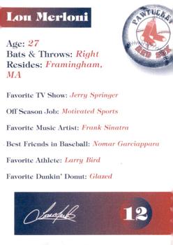 1998 Dunkin' Donuts Pawtucket Red Sox #NNO Lou Merloni Back