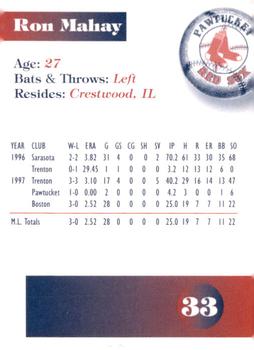 1998 Dunkin' Donuts Pawtucket Red Sox #NNO Ron Mahay Back