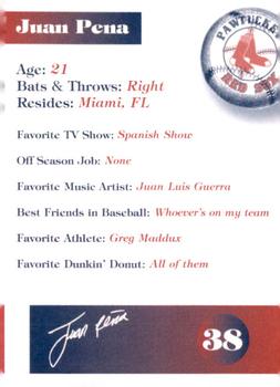 1998 Dunkin' Donuts Pawtucket Red Sox #NNO Juan Pena Back