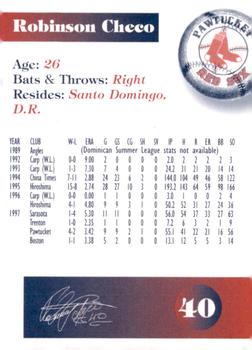 1998 Dunkin' Donuts Pawtucket Red Sox #NNO Robinson Checo Back