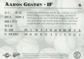 1998 Multi-Ad Peoria Chiefs #9 Aaron Gentry Back