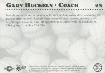 1998 Multi-Ad Peoria Chiefs #28 Gary Buckels Back
