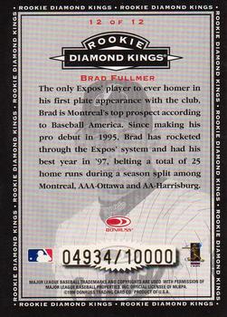 1998 Donruss - Rookie Diamond Kings #12 Brad Fullmer Back