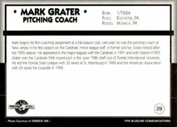 1998 Blueline Q-Cards Prince William Cannons #29 Mark Grater Back