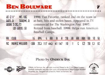 1998 Multi-Ad Prince William Decade Greats #7 Ben Boulware Back