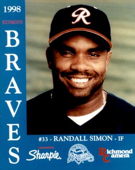 1998 Richmond Camera Richmond Braves #NNO Randall Simon Front