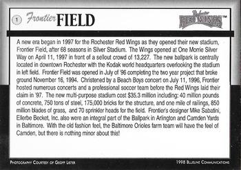 1998 Blueline Q-Cards Rochester Red Wings #1 Frontier Field Back