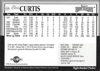 1998 Blueline Q-Cards Rochester Red Wings #10 Chris Curtis Back