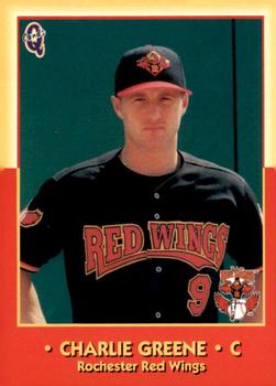 1998 Blueline Q-Cards Rochester Red Wings #14 Charlie Greene Front