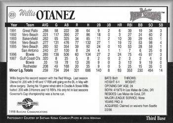 1998 Blueline Q-Cards Rochester Red Wings #23 Willis Otanez Back