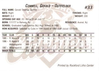 1998 Rockford Cubbies #NNO Gerald Connell Back