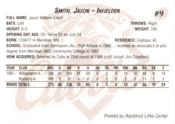 1998 Rockford Cubbies #NNO Jason Smith Back