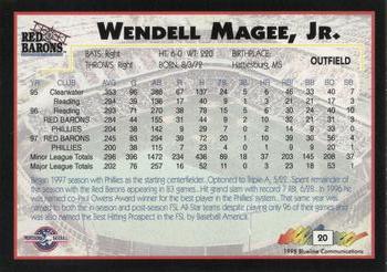 1998 Blueline Q-Cards Scranton/Wilkes-Barre Red Barons #20 Wendell Magee Jr. Back