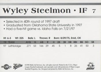 1998 Multi-Ad South Bend Silver Hawks #7 Wyley Steelmon Back