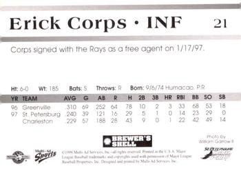 1998 Multi-Ad St. Petersburg Devil Rays #21 Erick Corps Back