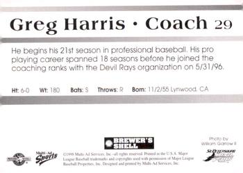 1998 Multi-Ad St. Petersburg Devil Rays #29 Greg Harris Back