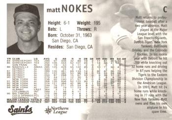 1998 St. Paul Saints #NNO Matt Nokes Back