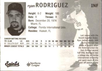 1998 St. Paul Saints #NNO Ryan Rodriguez Back