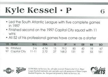1998 Multi-Ad St. Lucie Mets #6 Kyle Kessel Back