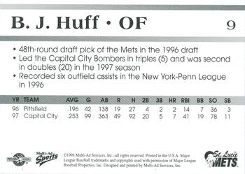 1998 Multi-Ad St. Lucie Mets #9 B.J. Huff Back