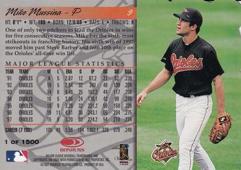 1998 Donruss - Press Proofs Silver #9 Mike Mussina Back