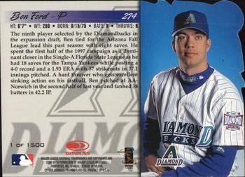 1998 Donruss - Press Proofs Silver #274 Ben Ford Back
