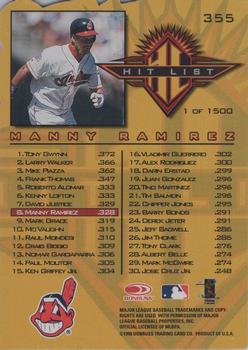 1998 Donruss - Press Proofs Silver #355 Manny Ramirez Back