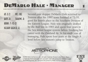 1998 Multi-Ad Trenton Thunder #1 DeMarlo Hale Back