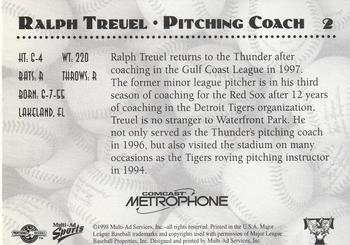 1998 Multi-Ad Trenton Thunder #2 Ralph Treuel Back