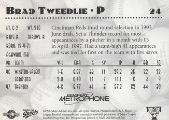 1998 Multi-Ad Trenton Thunder #24 Brad Tweedlie Back