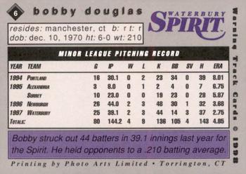 1998 Warning Track Waterbury Spirit #6 Bobby Douglas Back