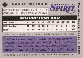 1998 Warning Track Waterbury Spirit #7 Scott Wilson Back