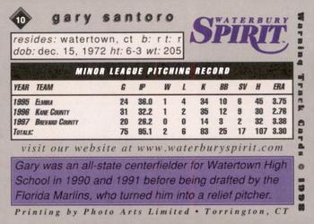 1998 Warning Track Waterbury Spirit #10 Gary Santoro Back