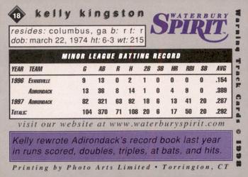 1998 Warning Track Waterbury Spirit #18 Kelly Kingston Back