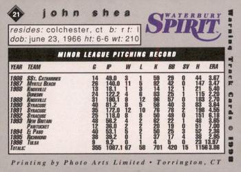 1998 Warning Track Waterbury Spirit #21 John Shea Back