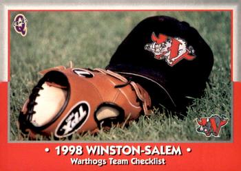 1998 Blueline Q-Cards Winston-Salem Warthogs #30 Checklist Front